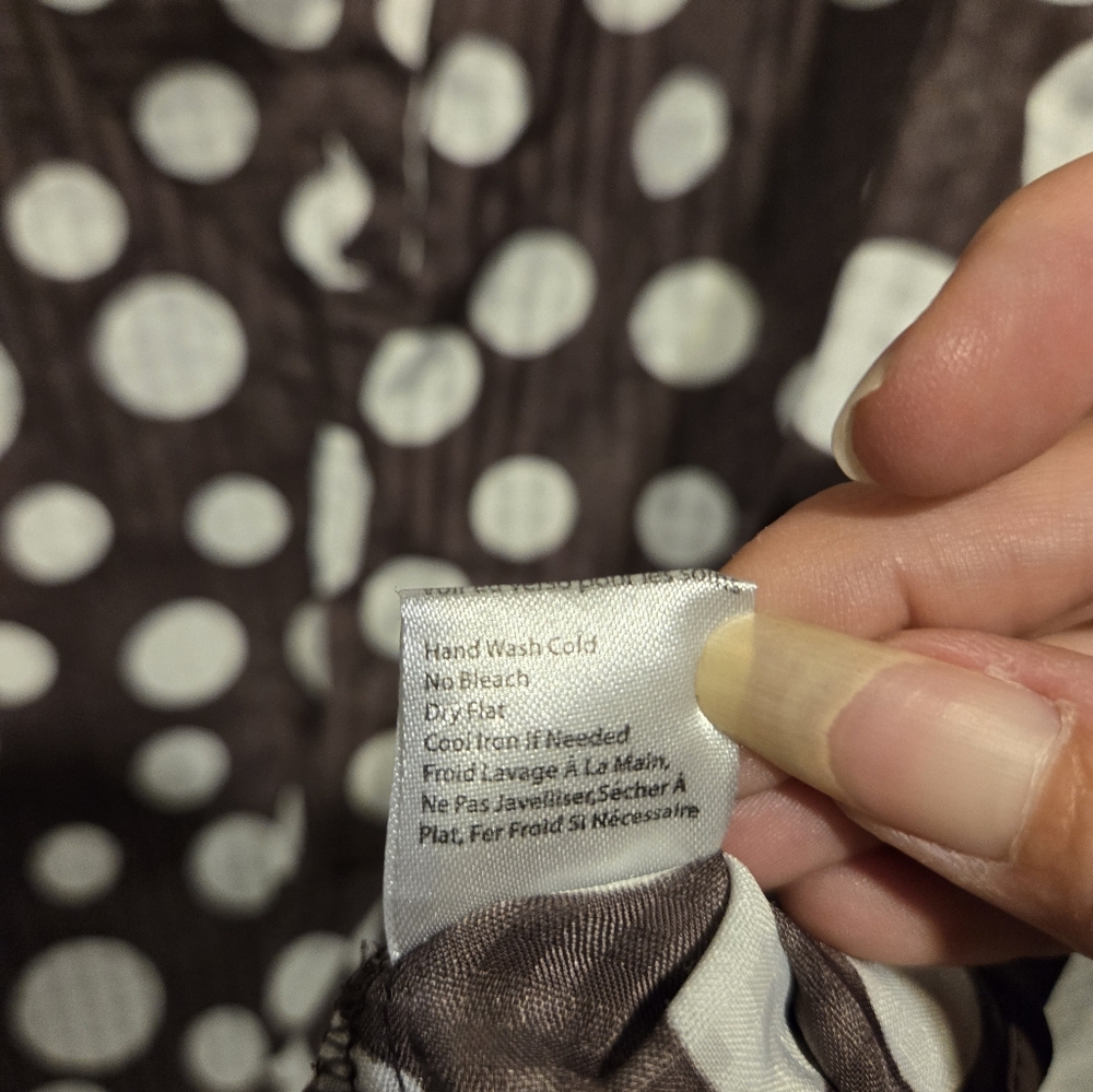 Good Used Sandra Ingrish & Co Sheer Brown/White Polka Dot Sleeveless Top Size XS - Picture 7 of 9